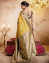 Vasthrlay Jacquard Banarasi Unstitched Mustard Saree