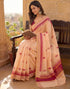 Vasthrlay Womens Printed Unstitched Peach Saree
