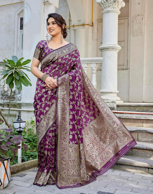 Vasthrlay Banarasi Traditional Jacquard Az Ys Shayani Ethnic Wear