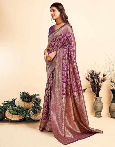 Vasthrlay Womens Banarasi Unstitched Olive Green Saree