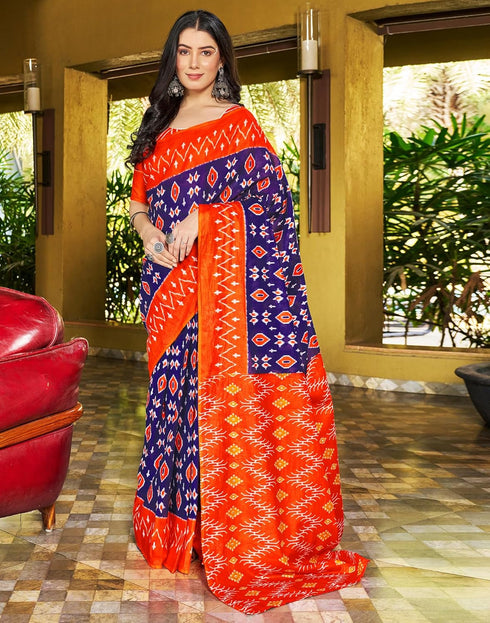 Vasthrlay Chanderi Bandhani Unstitched White Saree