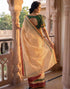 Vasthrlay Womens Printed Light Peach Saree With Unstitched Blouse Piece