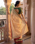 Vasthrlay Womens Printed Unstitched Off White Saree