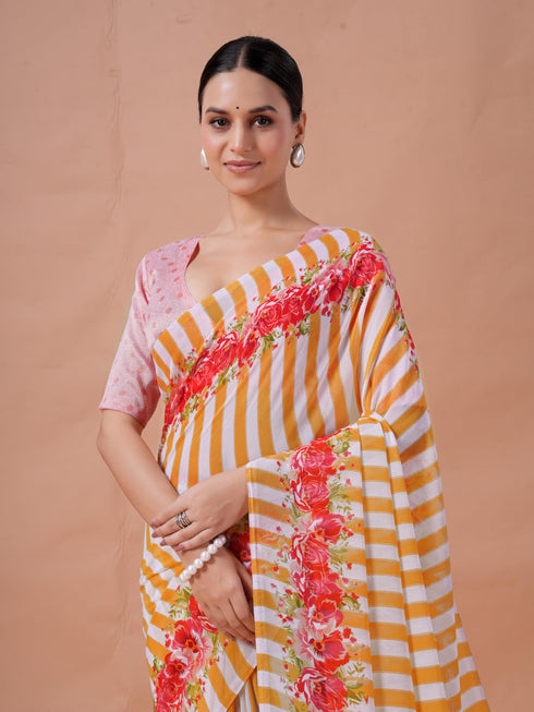 Vasthrlay Pink Unstitched Saree