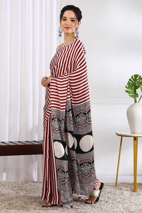Vasthrlay Fashion Stripes Printed Ethnic Wear