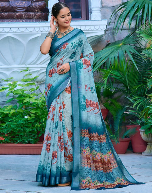 Vasthrlay Womens Unstitched Blouse White Saree