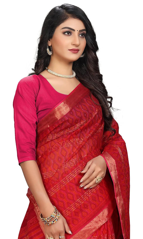 Vasthrlay Cotton Printed Green Saree