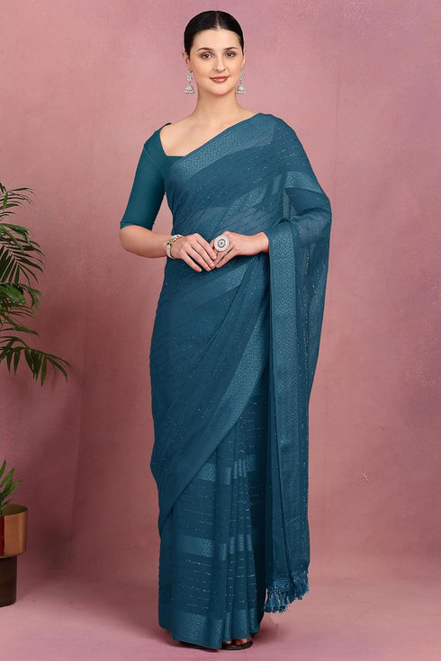 Vasthrlay Fashion Georgette Green Ethnic Wear