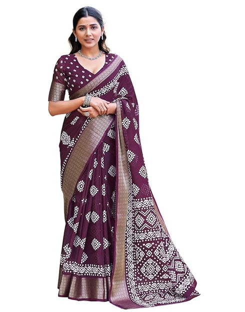 Siril Women'S Printed Cotton Saree With Unstitched Blouse Piece