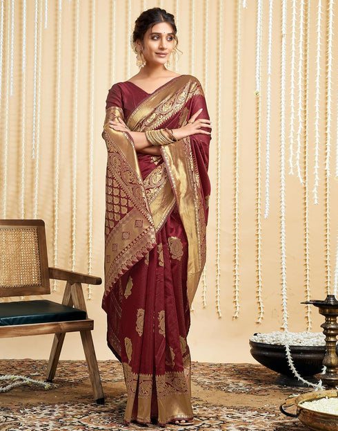 Vasthrlay Womens Banarasi Jacquard Sky Blue Saree