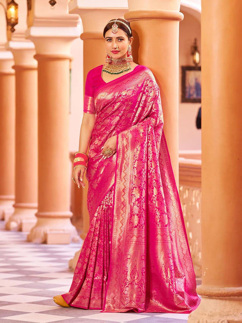 Vasthrlay Women's Kanjivaram Designer Unstitched Saree