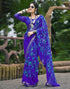 Vasthrlay Chiffon Printed Blue Saree With Unstitched Blouse Piece