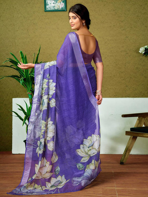 Vasthrlay Digital Printed Unstitched Pink Saree