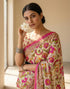 Vasthrlay Womens Printed Unstitched Peach Saree