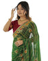 Vasthrlay Georgette Embroidery Green Saree With Unstitched Blouse Piece