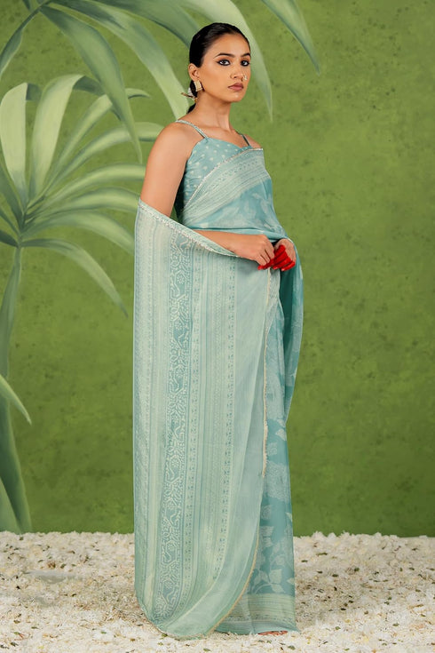 Vasthrlay Fashion Chiffon Georgette Green Ethnic Wear