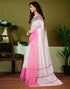 Vasthrlay Womens Cotton Printed White Saree With Unstitched Blouse Piece