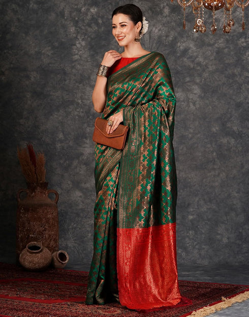 Vasthrlay Banarasi Kanjeevaram Unstitched Beige Saree