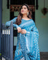 Vasthrlay Turquoise Floral Embroidered Saree