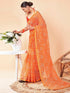 Vasthrlay Chiffon Bandhani Blouse Piece Orange Saree With Unstitched Blouse Piece