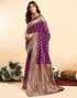 Vasthrlay Kanjivaram Banarasi Wedding Purple Saree With Unstitched Blouse Piece