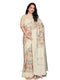 Vasthrlay Beige Floral Semi Sheer Chanderi Saree With Champagne Gold Zari Pallu And Unstitched Blouse Piece