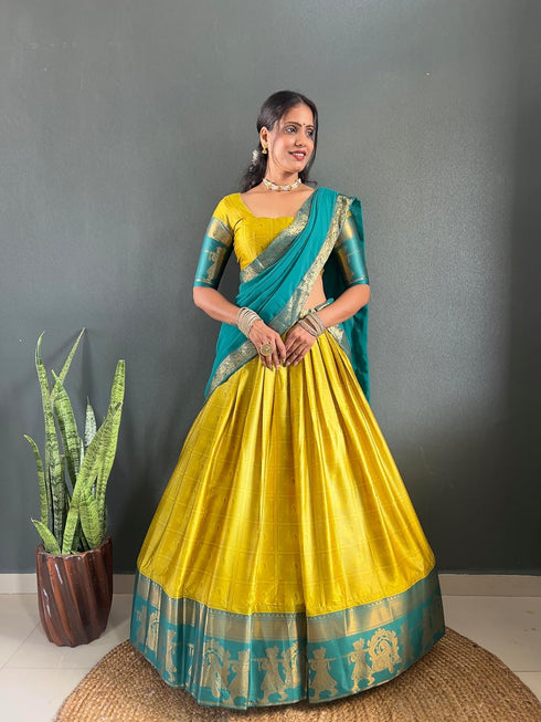 Vasthrlay Traditional Banarasi Contrasting Lemonrama