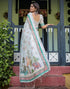 Vasthrlay Womens Printed Unstitched Light Green Saree