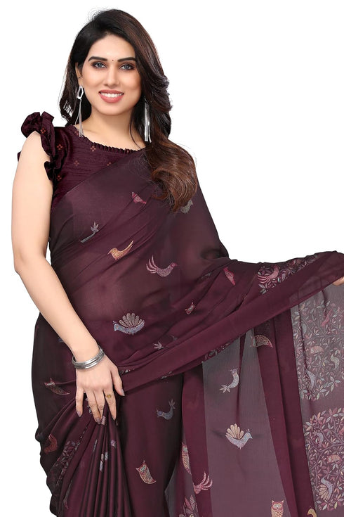 Vasthrlay Fashion Chiffon Printed Dusty Ethnic Wear