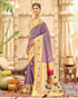 Vasthrlay Paithani Kanjivaram Blue Saree With Cream Unstitched Blouse Piece