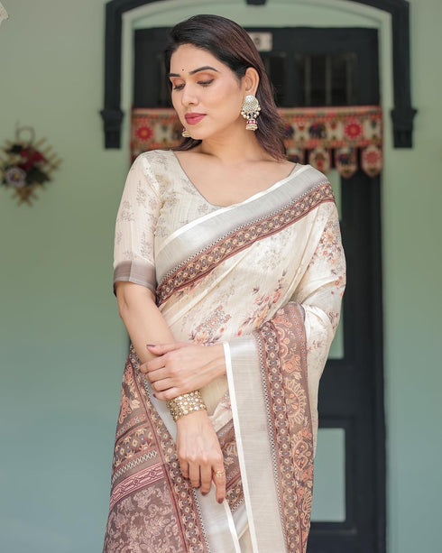 Vasthrlay Floral Printed Tassels Saree