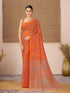 Vasthrlay Orange Georgette Printed Saree
