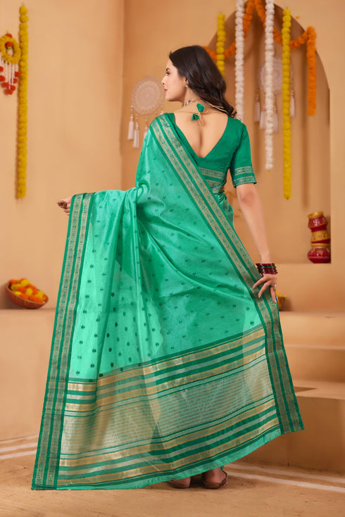 Vasthrlay Orange Jacquard Unstitched Saree