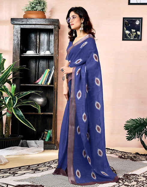 Vasthrlay Womens Printed Unstitched Dark Green Saree