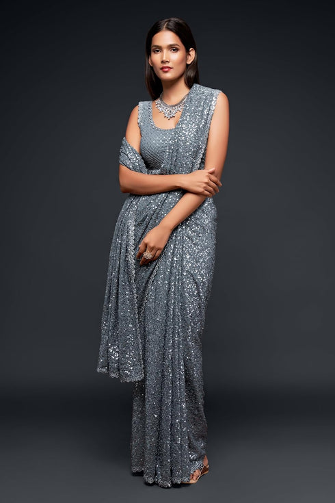 Vasthrlay Georgette Sequins Blouse Ethnic Wear