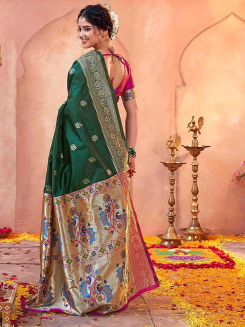 Vasthrlay Banarasi Weaving Navy Navy Blue Saree