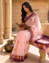 Vasthrlay Womens Printed Light Pink | Dark Purple Saree With Unstitched Blouse Piece