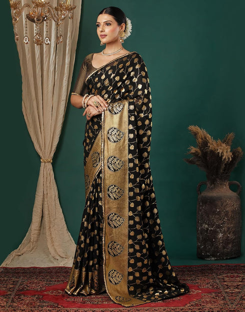 Vasthrlay Georgette Printed Unstitched Maroon Saree