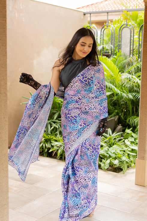 Vasthrlay Fashion Georgette Off Multicolor Ethnic Wear