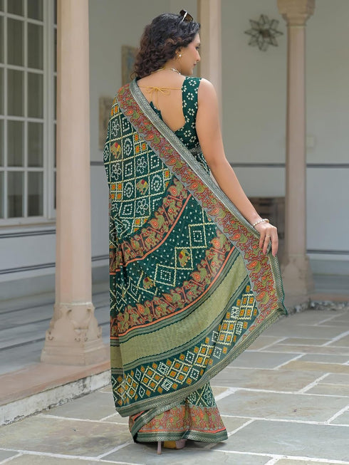 Samah Georgette Bandhani Pink Saree