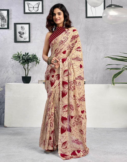 Vasthrlay Womens Printed Unstitched Green Saree