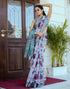 Vasthrlay Womens Printed Unstitched White Saree