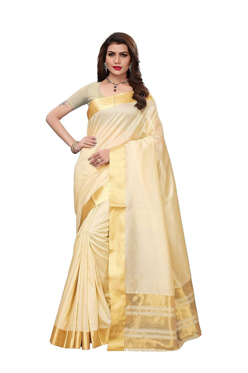 Vasthrlay Kerala Crismistmas Free Size Off White Ethnic Wear