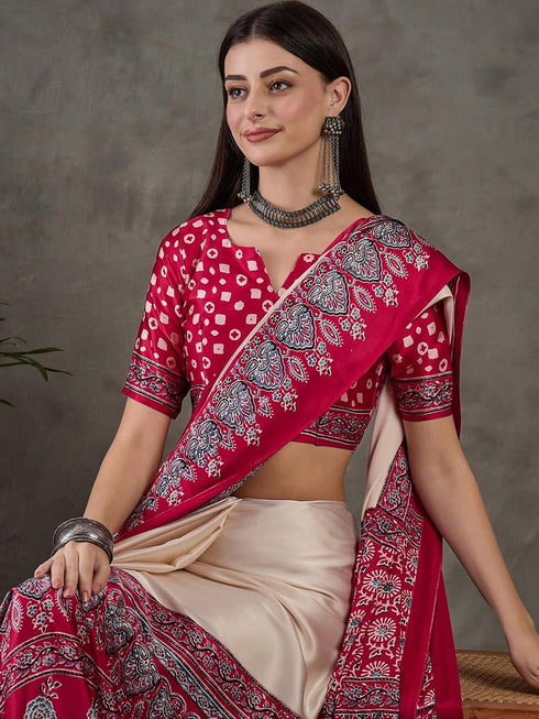 Vasthrlay Georgette Bandhani Orange Saree