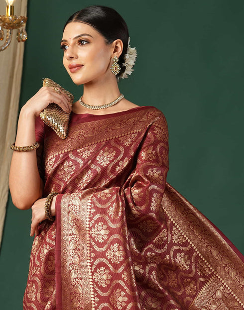 Vasthrlay Maroon Traditional Unstitched Saree