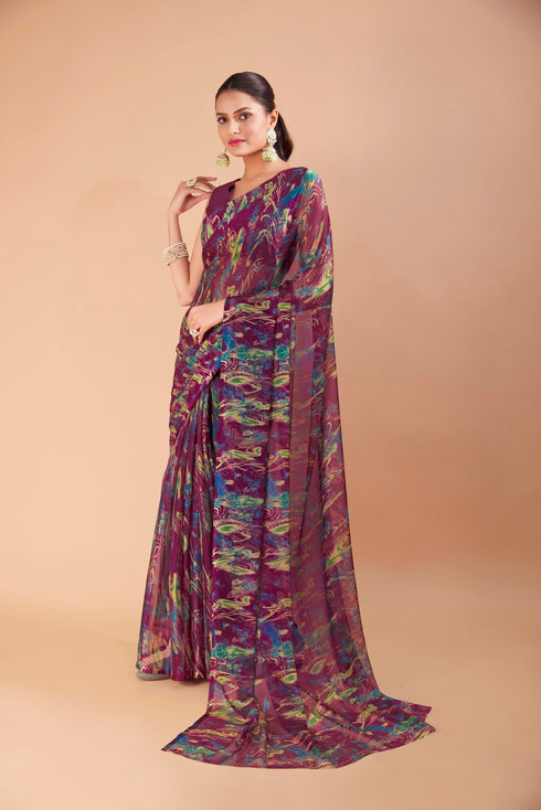 Vasthrlay Chiffon Unstitched Saree
