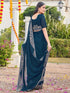 Vasthrlay Scalloped Embroidery Dark Saree