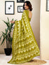 Vasthrlay Womens Printed Unstitched White Saree