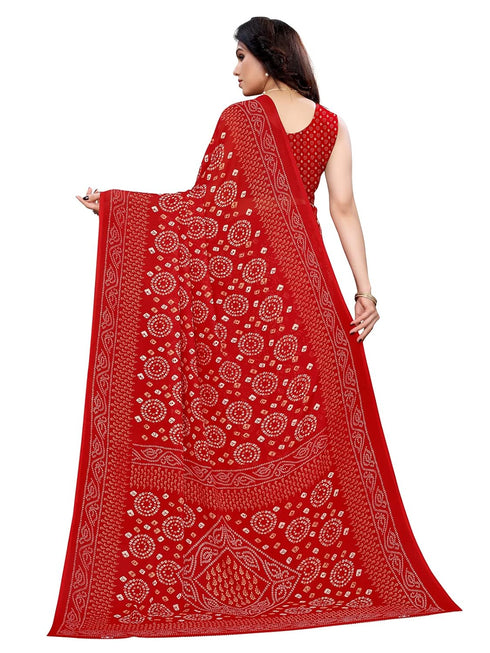 Vasthrlay Georgette Bandhani Printed Maroon Saree