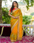 Vasthrlay Bandhani Embroidery Unstitched Pink Saree